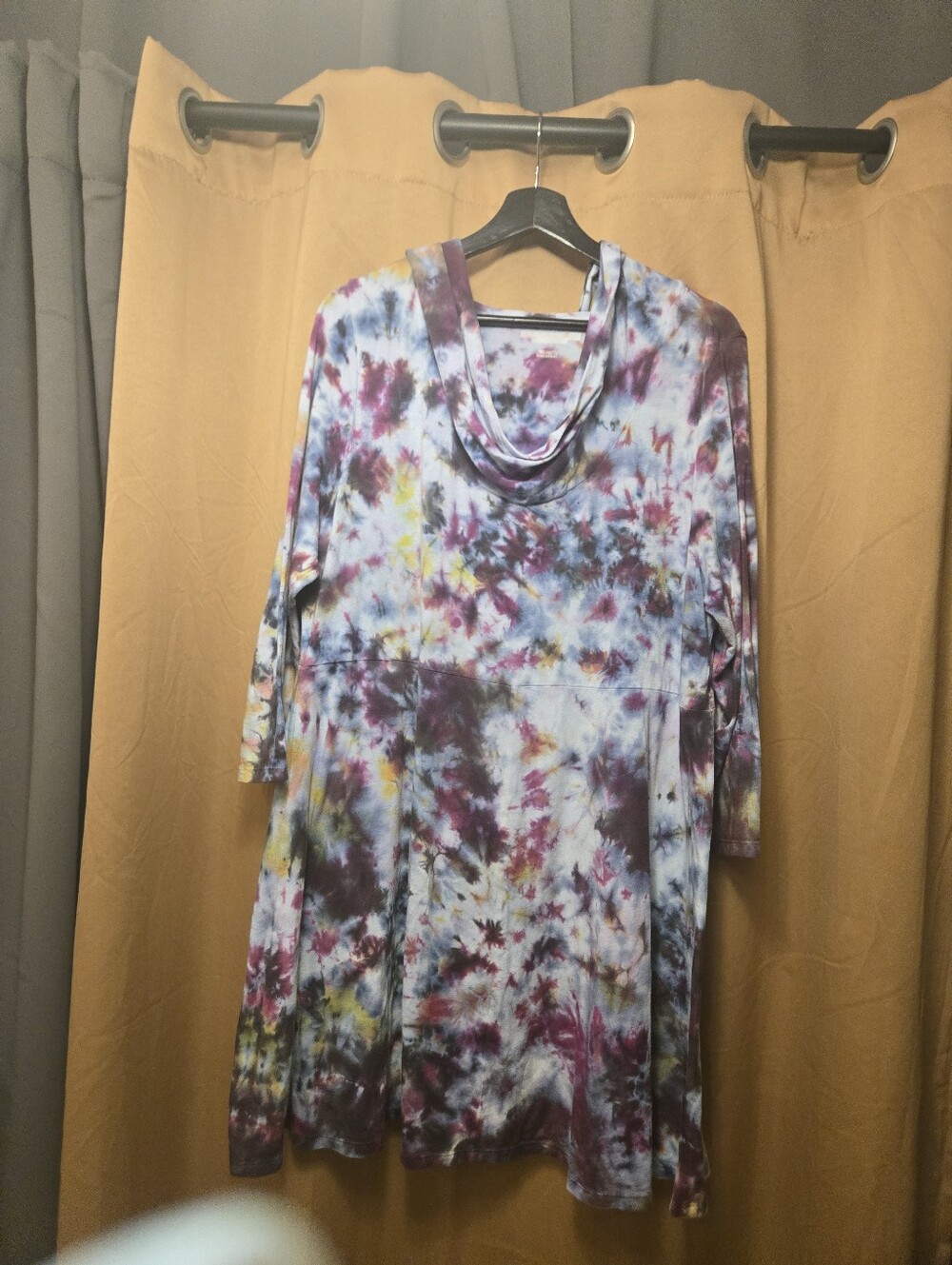 Soft Surroundings Multicolor Tie-Dye Cowl Neck Dress Xlarge